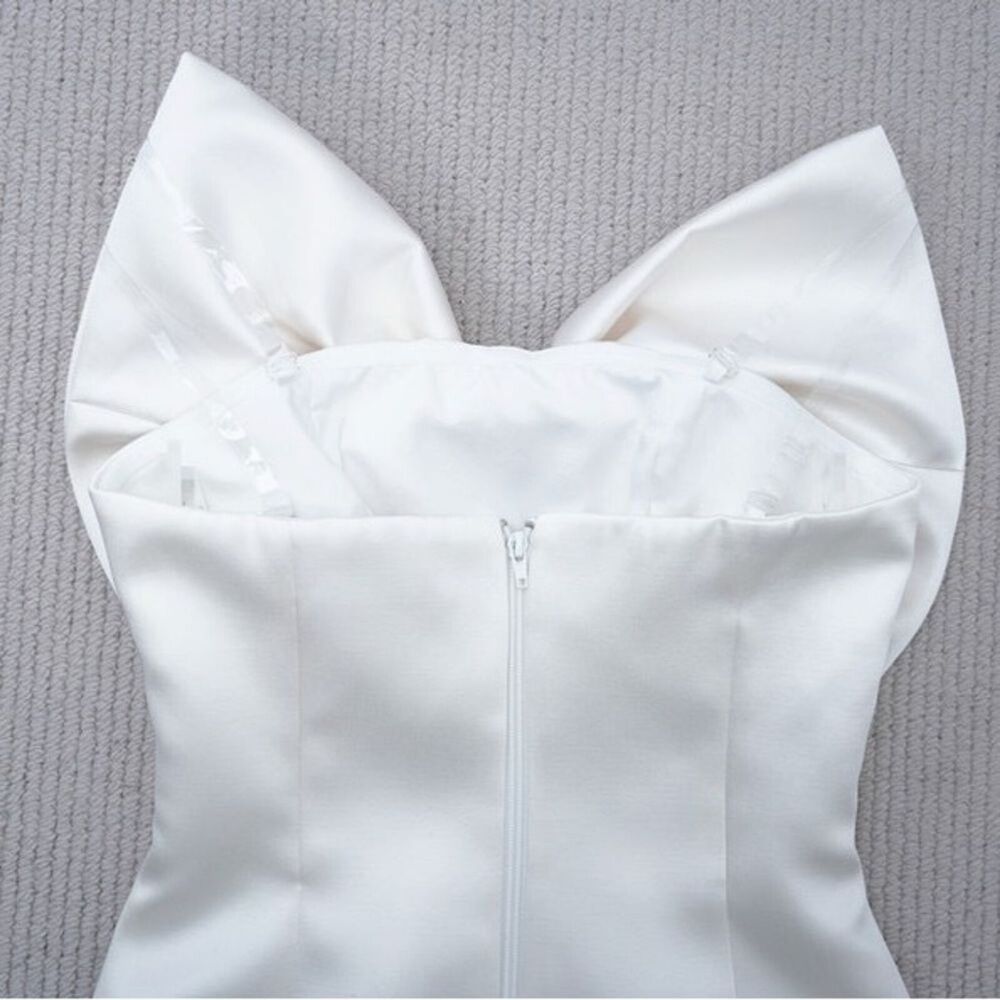 NWOT Bronx and Banco Evie Bow Satin Minidress Elegant white Mini Dress - Picture 13 of 15